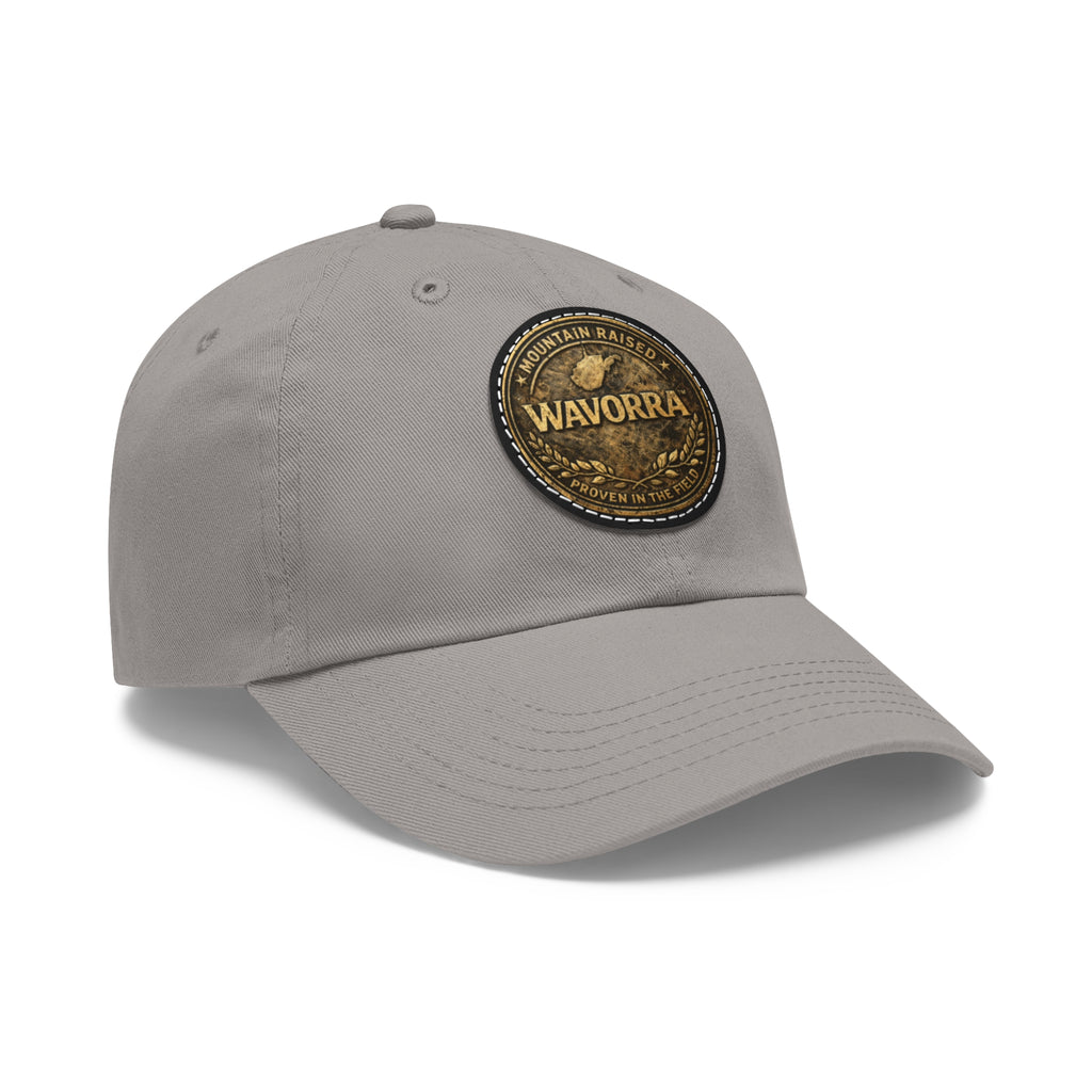 Wavorra Leather Patch Dad Hat — Vintage Mountain Logo Cap