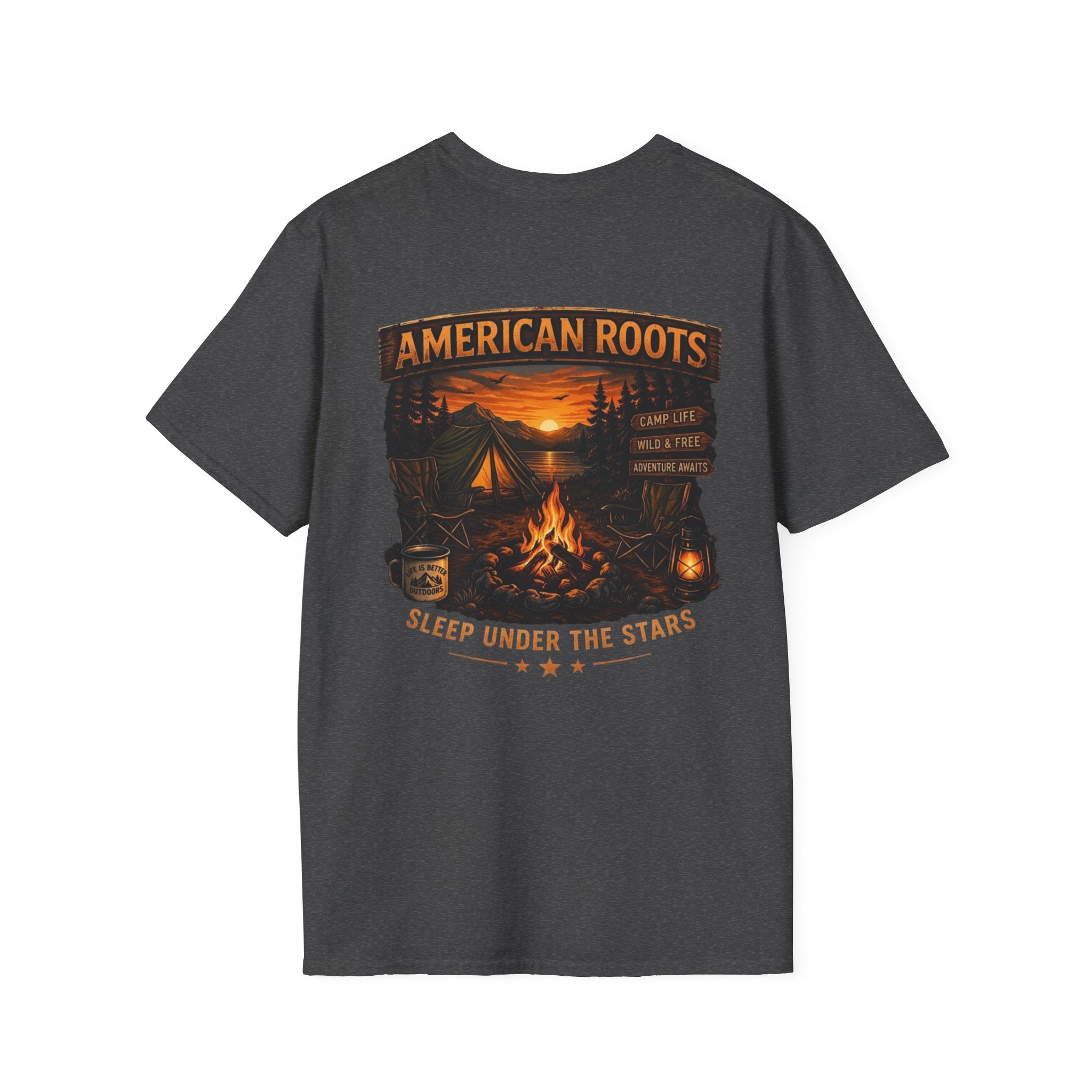 American Roots Camping T-Shirt — Sleep Under the Stars Outdoor Graphic Tee