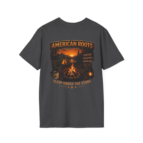 American Roots Camping T-Shirt — Sleep Under the Stars Outdoor Graphic Tee