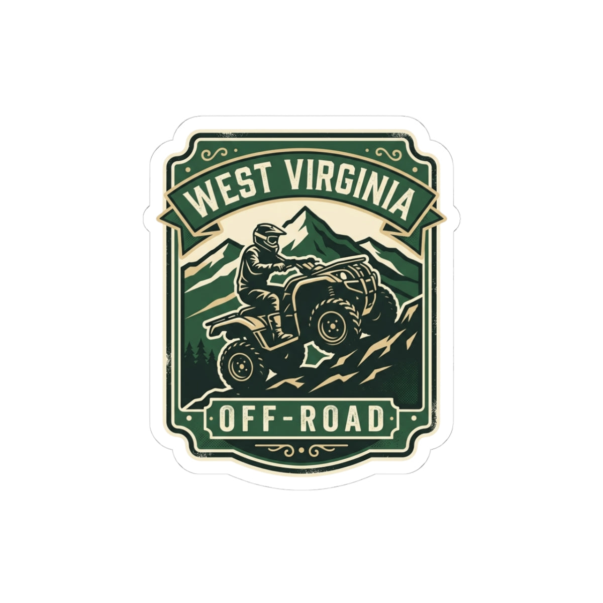 West Virginia Off-Road ATV Sticker — Outdoor Adventure Kiss-Cut Decal