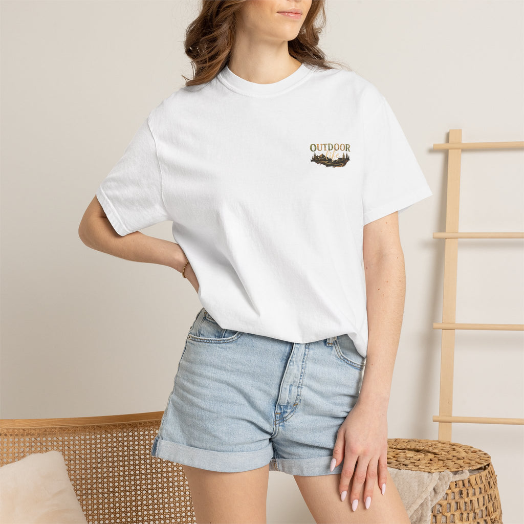 Backwoods & Bonfires T-Shirt — Outdoor Campfire Graphic Tee