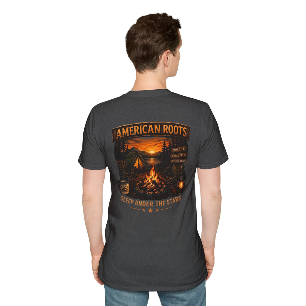 American Roots Camping T-Shirt — Sleep Under the Stars Outdoor Graphic Tee