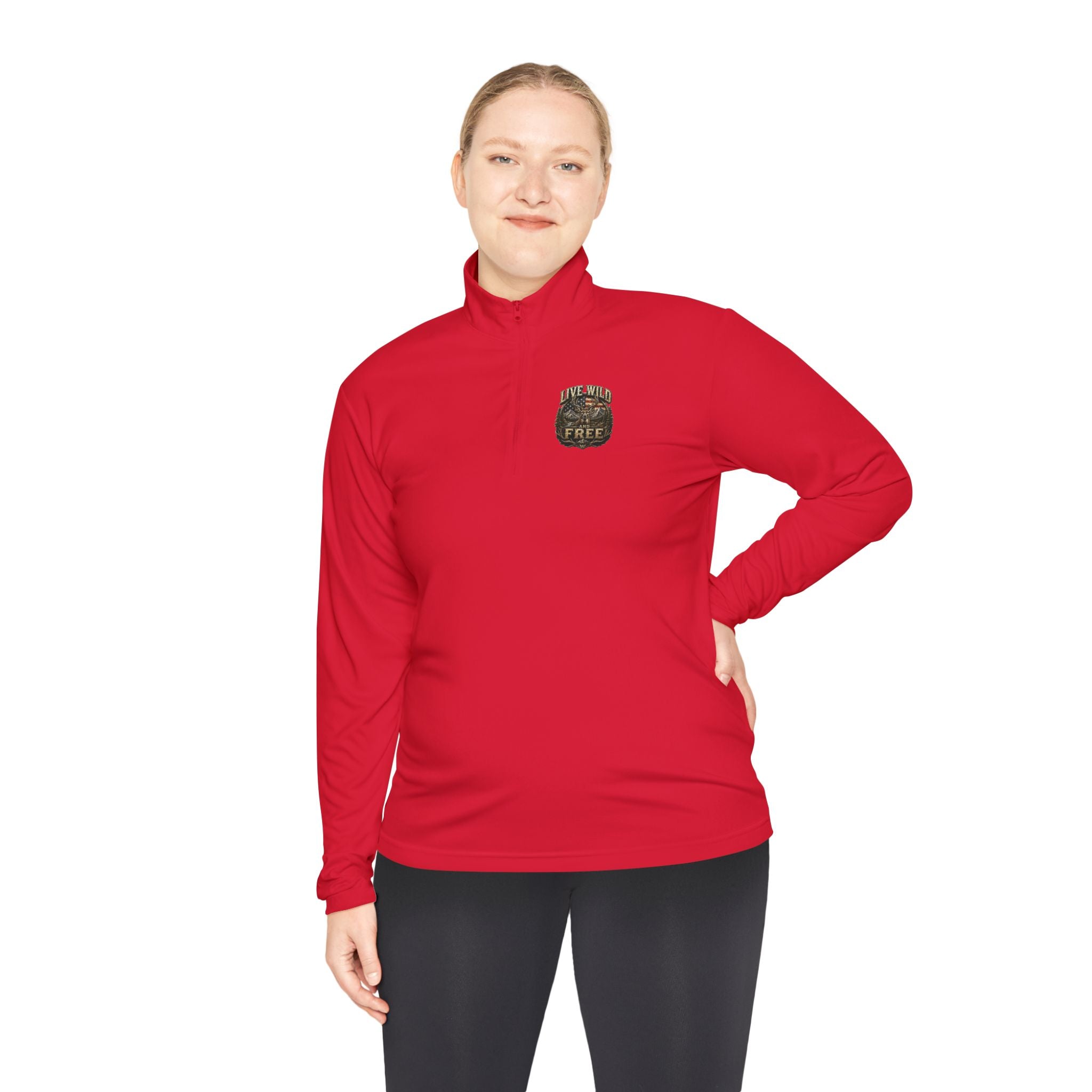 Backwoods Wavorra Quarter-Zip Pullover — American Flag Deer Hunting Graphic