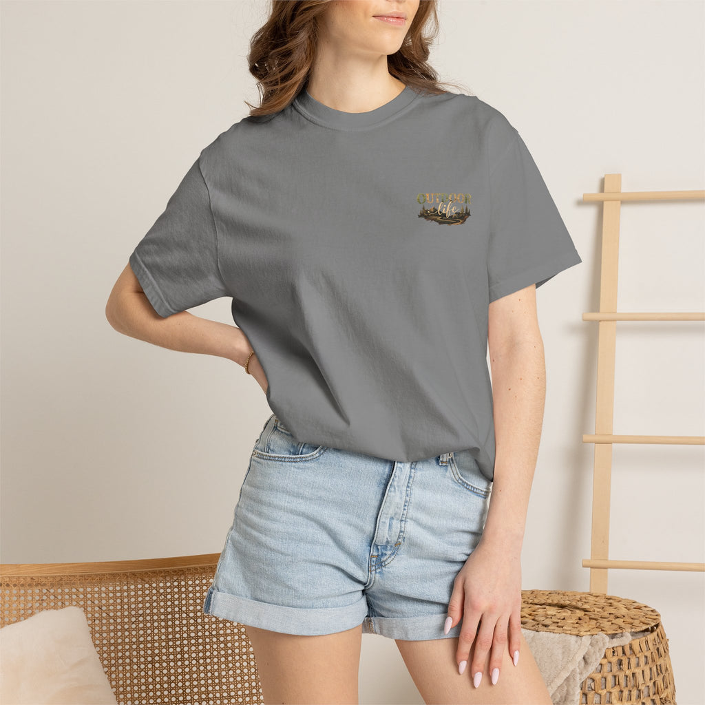 Backwoods & Bonfires T-Shirt — Outdoor Campfire Graphic Tee