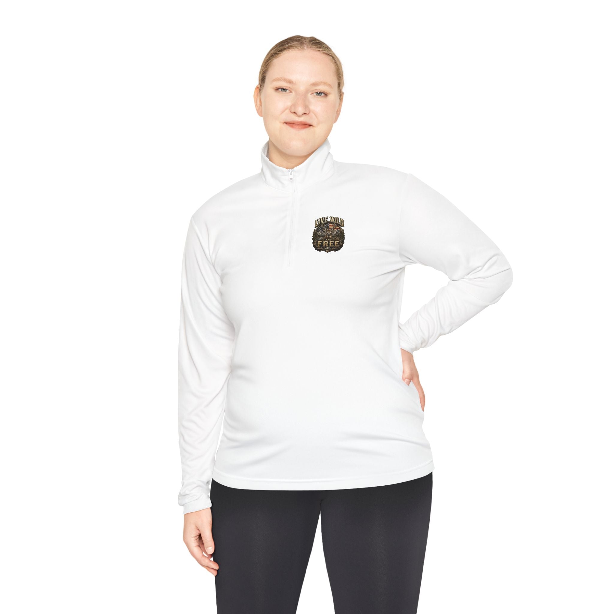 Backwoods Wavorra Quarter-Zip Pullover — American Flag Deer Hunting Graphic
