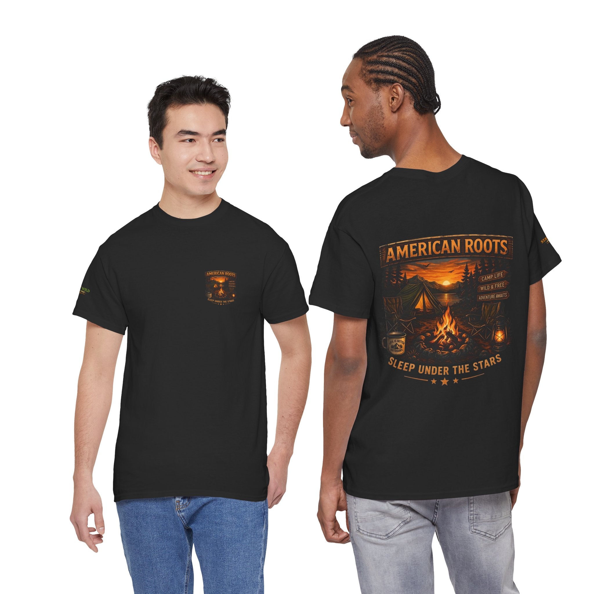 Camping T-Shirt — "American Roots: Sleep Under the Stars" Outdoor Tee