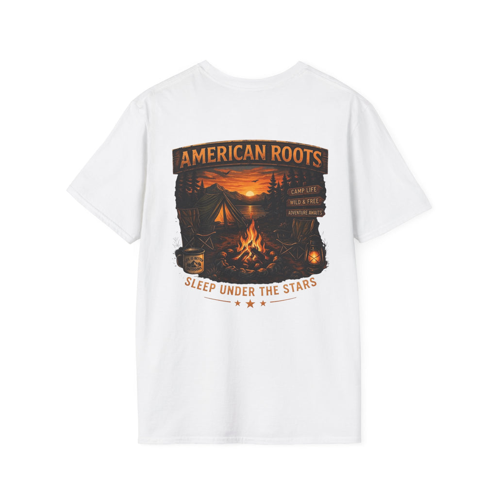 American Roots Camping T-Shirt — Sleep Under the Stars Outdoor Graphic Tee