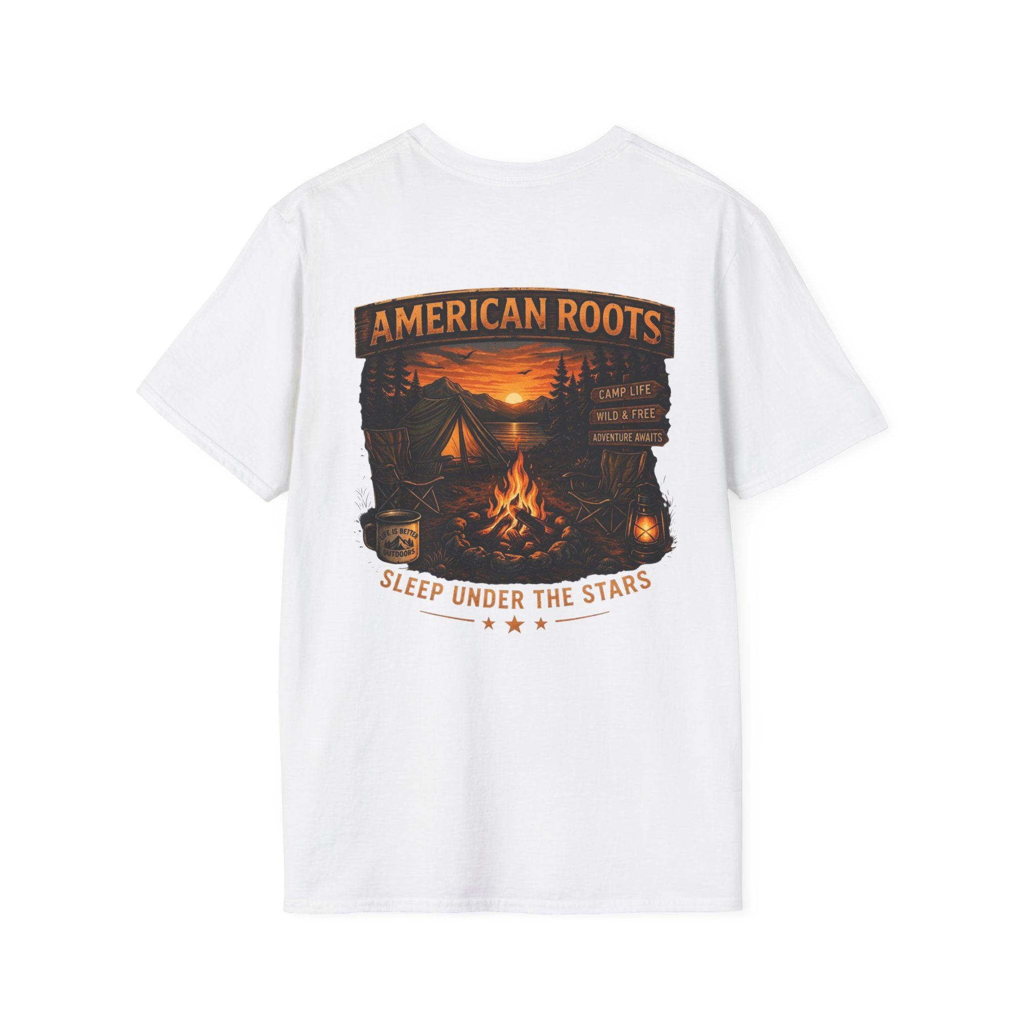 American Roots Camping T-Shirt — Sleep Under the Stars Outdoor Graphic Tee