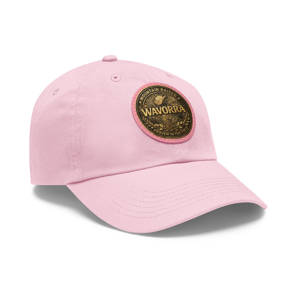 Wavorra Leather Patch Dad Hat — Vintage Mountain Logo Cap